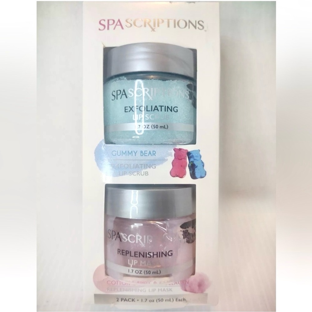 4/$20 2 SpaScriptions Lip TherapyKit GummyBearScrub/CottonCandyMask 1.7oz each
